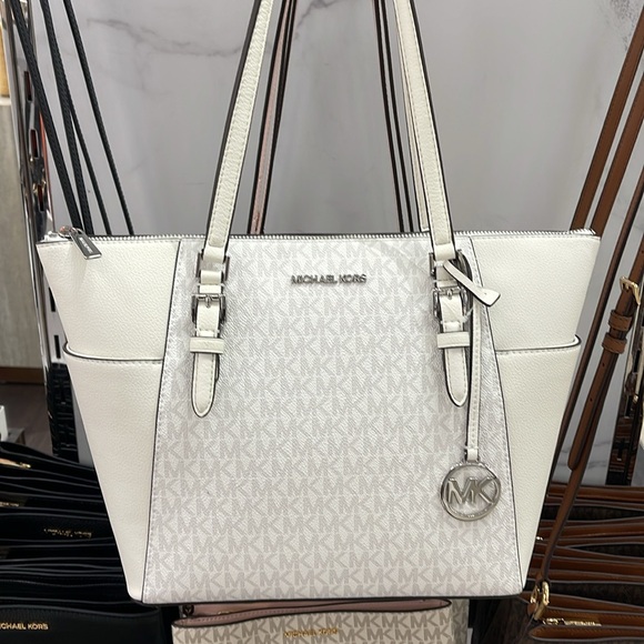 Michael Kors Charlotte Large Logo and Leather Top-Zip Tote Bag
Optic White
NWT - Picture 14 of 16